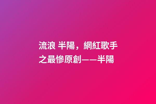 流浪 半陽，網紅歌手之最慘原創——半陽-第1張-觀點-玄機派